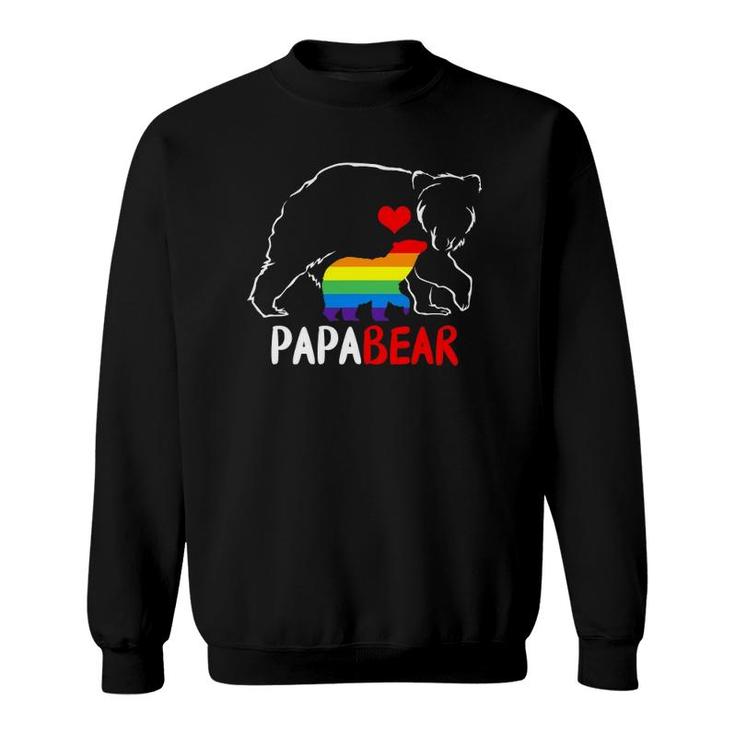 Mens Papa Bear Proud Dad Daddy Rainbow Flag Lgbt Pride Father Day Sweatshirt