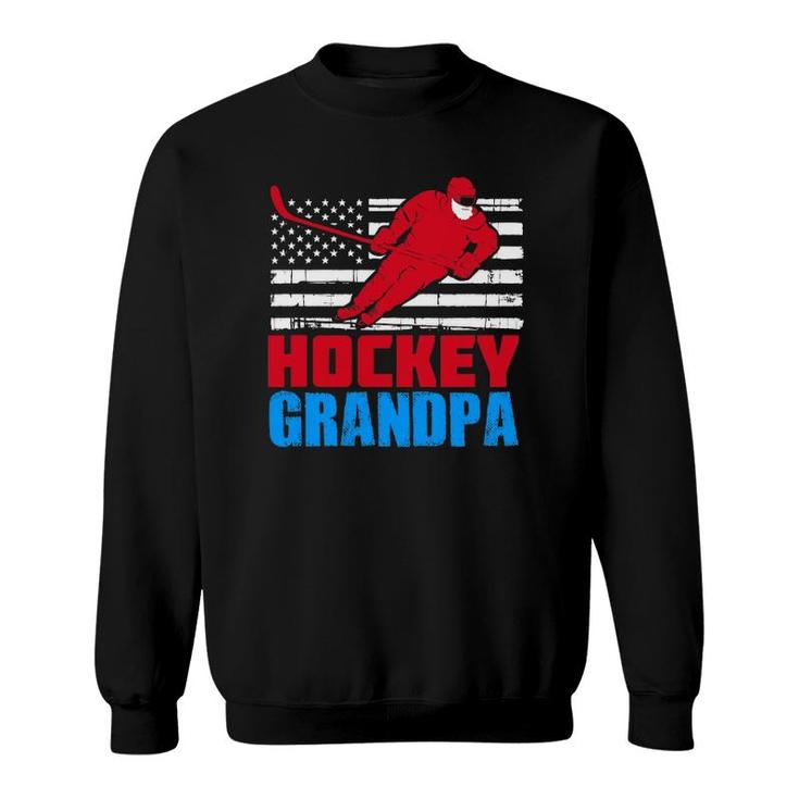 Mens Patriotic American Flag Usa Ice Hockey Grandpa Gift Sweatshirt