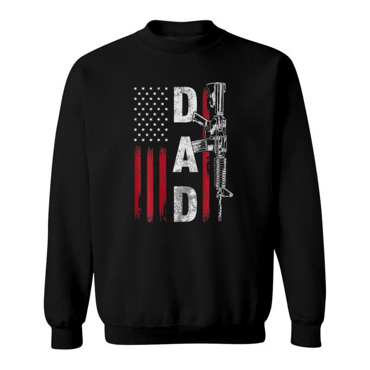 Mens Proud Dad Daddy Gun Rights Ar-15 American Flag Father's Day Sweatshirt