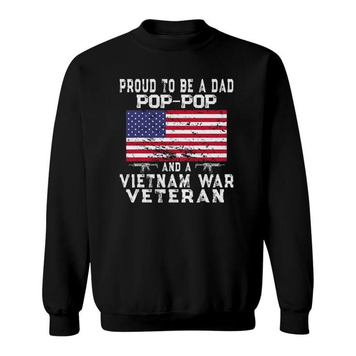 Mens Proud Dad Pop-Pop Vietnam War Veteran - Retro Us Flag Grandpa Sweatshirt