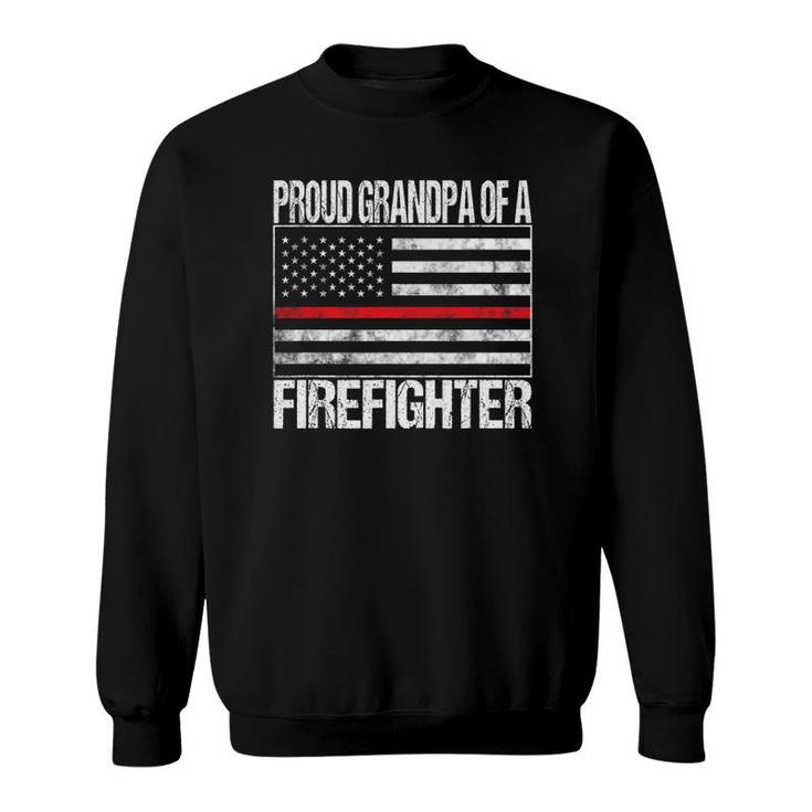 Mens Proud Grandpa Of A Firefighter Fireman Support Red Line Flag Sweatshirt