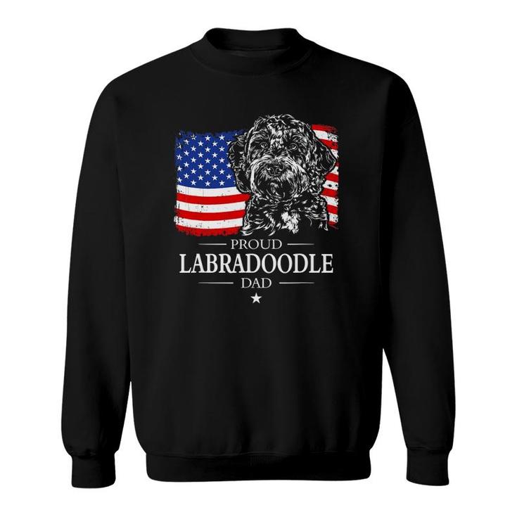Mens Proud Labradoodle Dad American Flag Patriotic Dog Gift Sweatshirt