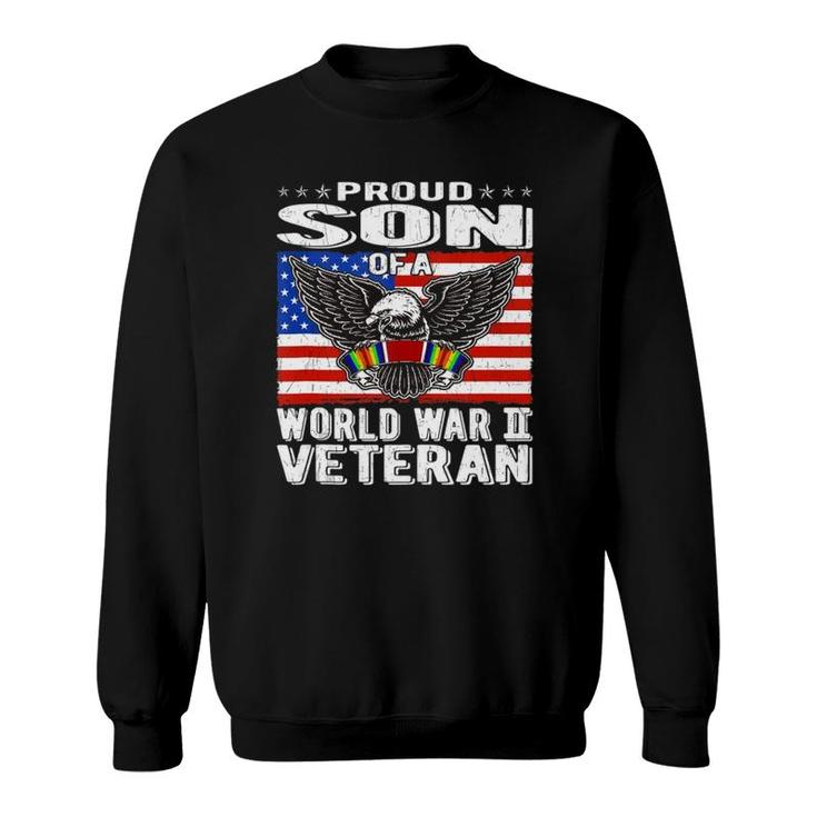 Mens Proud Son Of A World War 2 Veteran Patriotic Ww2 Family Gift  Sweatshirt