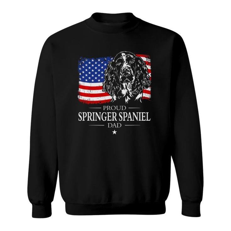 Mens Proud Springer Spaniel Dad American Flag Patriotic Dog Gift Sweatshirt