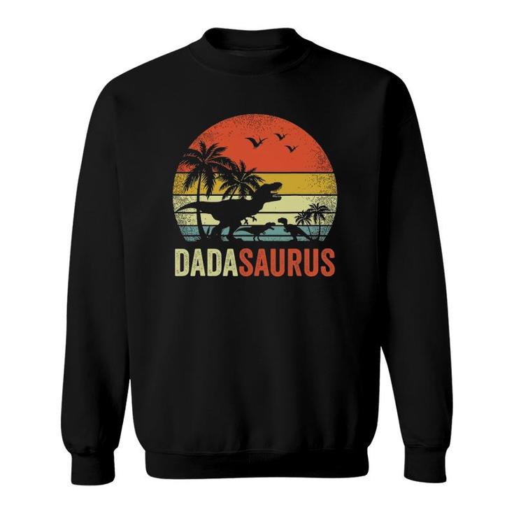 Mens Retro Vintage Dadasaurus 2 Two Kidsrex Daddy Sweatshirt
