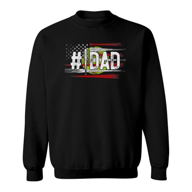 Mens Softball 1 Dad Number One Best Dad Coach Ever Fathers Day Sweatshirt