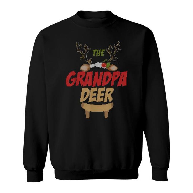 Mens The Grandpa Raindeer Family Matching Group Ugly Christmas  Sweatshirt