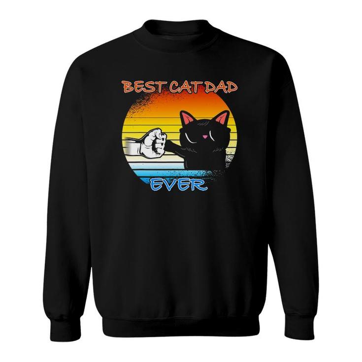 Mens Vintage Cat Best Cat Dad Retro Cat Meow Sweatshirt