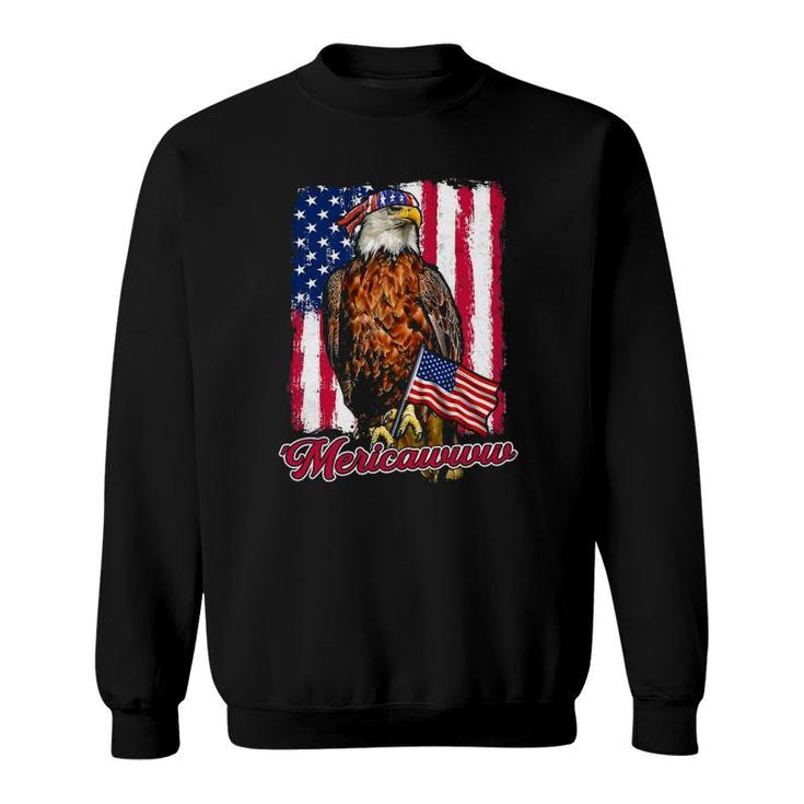 Mericawww Eagle Happy 4Th Of July American Independence Day Sweatshirt