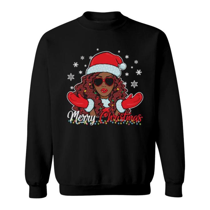 Merry Christmas African Black Girl Christmas Santa Claus  Sweatshirt