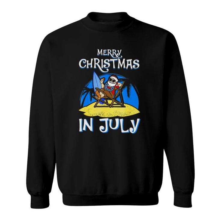 Merry Christmas In July Funny Santa Claus Beach Sweatshirt