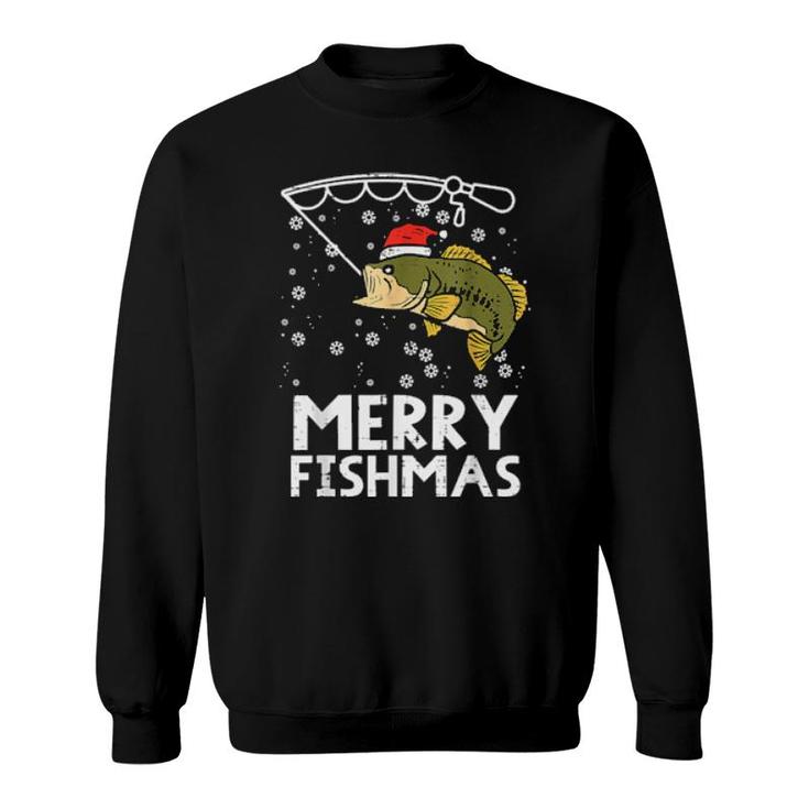 Merry Fishmas Fish Fishing Xmas Pjs Christmas Pajama Dad  Sweatshirt