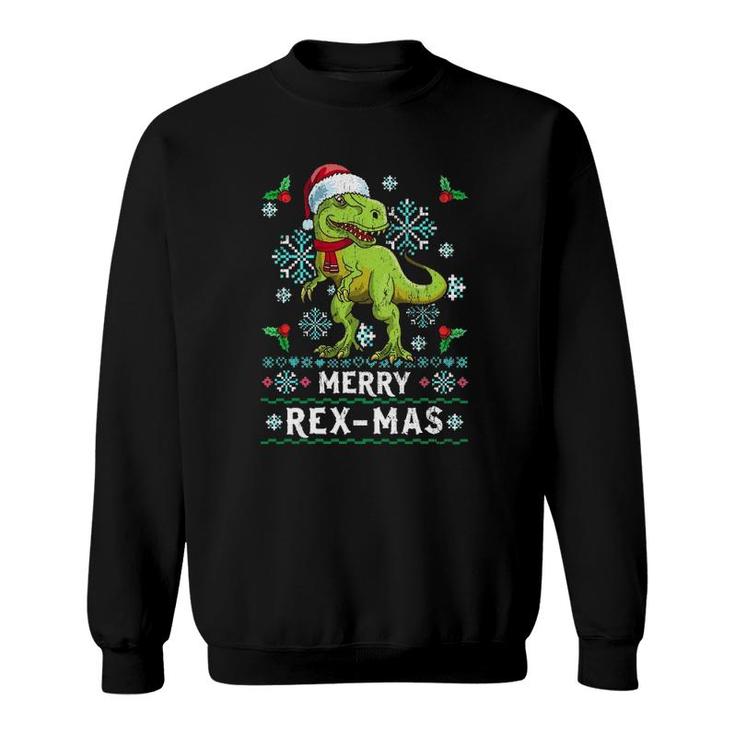 Merry Rex-Mas Christmasrex Dinosaur Ugly  Knit Sweatshirt