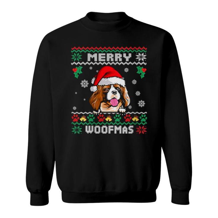 Merry Woofmas Cavalier Dog Ugly Christmas Xmas  Sweatshirt