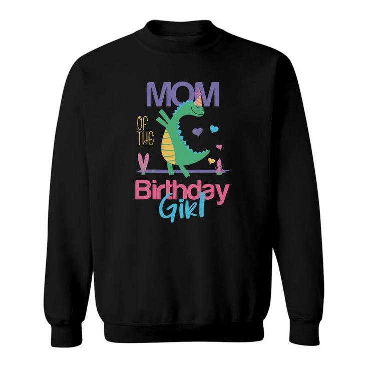 Mom Of The Birthday Girl Dinosaur Theme Matching Family Sweatshirt
