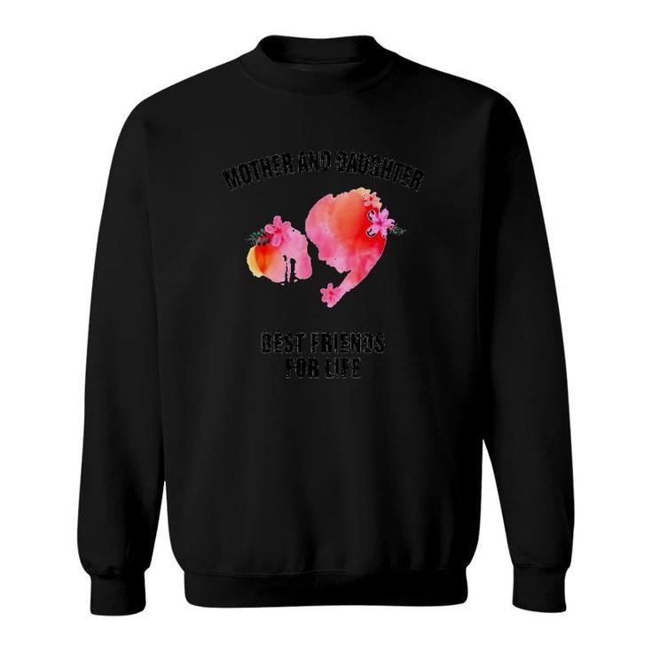 Mother And Daughter Best Friends For Life Floral Mom And Daughter Silhouette Heart Version Sweatshirt