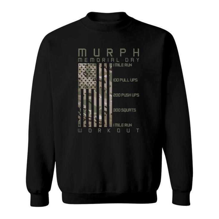 Murph Memorial Day Workout Wod Cam Multi Camo Flag Vertical  Sweatshirt