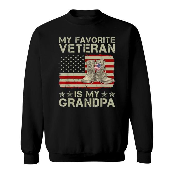 My Favorite Veteran Is My Grandpa Combat Boots American Flag  Sweatshirt