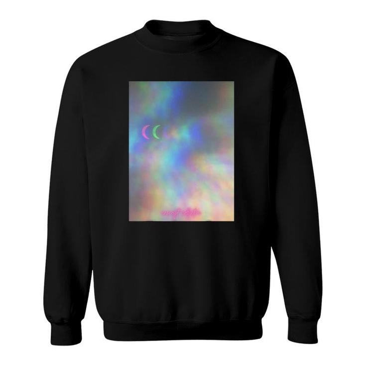 Neon Waning Moon Graphic Print Sweatshirt