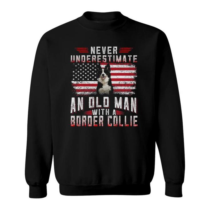 Never Underestimate An Old Man With A Border Collie Vintage Sweatshirt