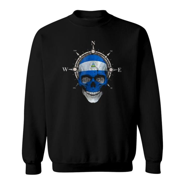 Nicaragua Skull Flag  Nicaraguan Dna Roots & Heritage Sweatshirt