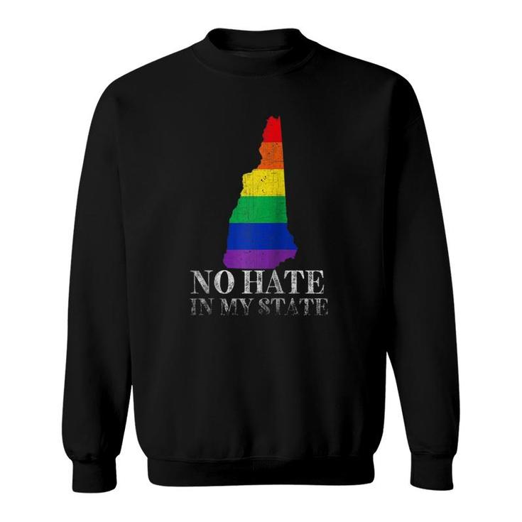 No Hate In My State New Hampshire Lgbt Pride Rainbow Gift Raglan Baseball Tee Sweatshirt
