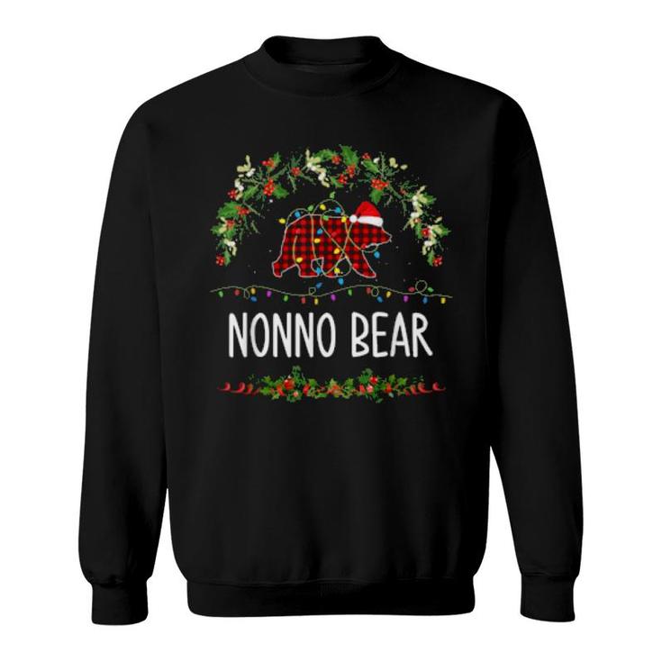 Nonno Bear Xmas Family Christmas Pajama Red Plaid Grandpa  Sweatshirt