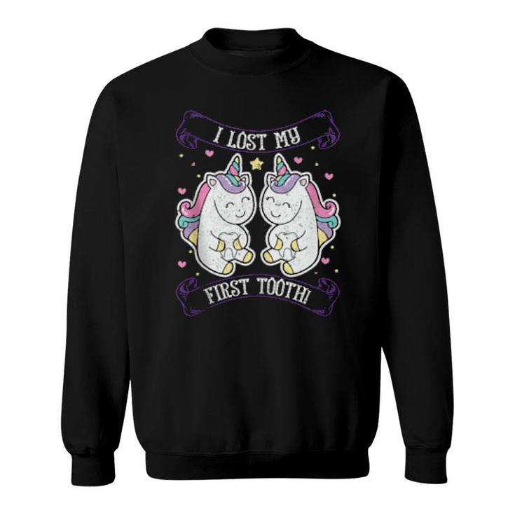 Novelty Cute I Lost My First Tooth Unicorn Tooth Fairy Sweatshirt