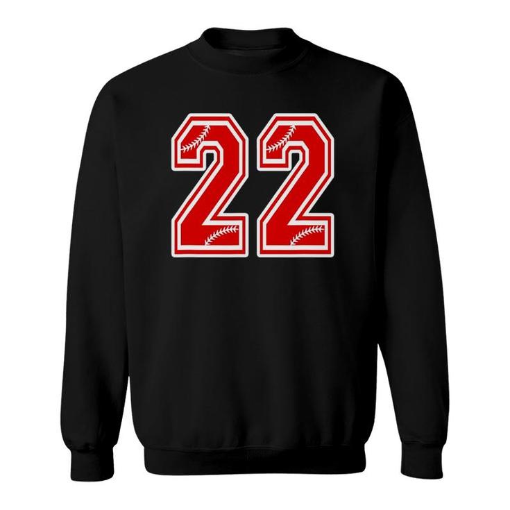 Number 22 Red Baseball Number 22Th Birthday Sweatshirt