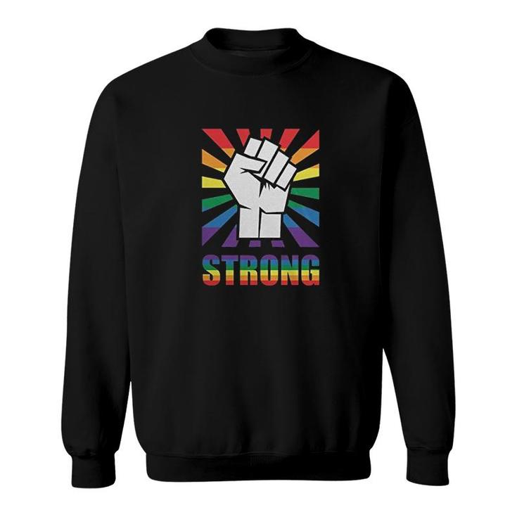 Old Glory Lgbt Gay Pride Strong Raised Fist Sweatshirt