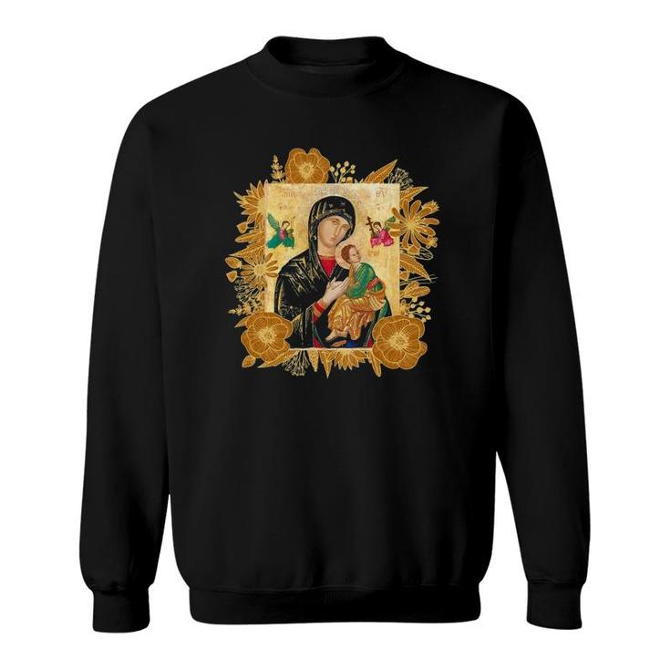 Our Lady Of Perpetual Help Blessed Mother Mary Catholic Icon Sweatshirt
