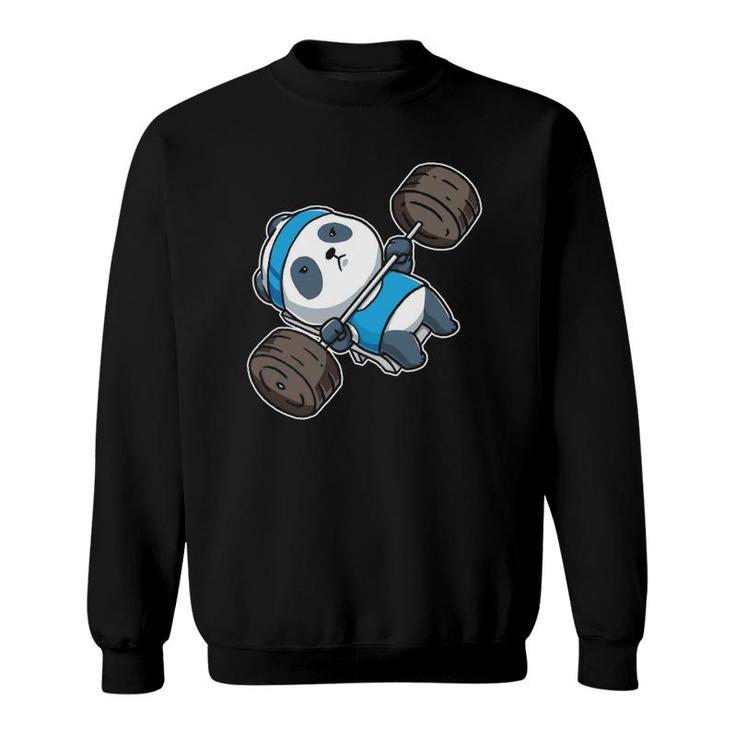 Panda Bear Gym Workout Training Bench Press Weightlifting Pullover Sweatshirt