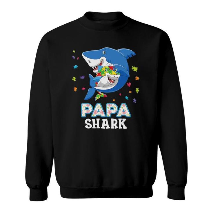 Papa Shark Autism Awareness Rainbow Puzzle Matching Do Sweatshirt