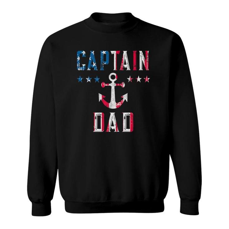 Patriotic Captain Dad American Flag Boat Owner 4Th Of July Sweatshirt