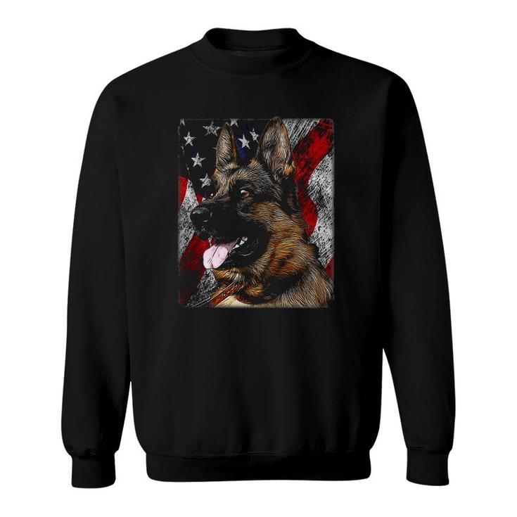 Patriotic German Shepherd - Shephard American Flag Puppy Dog Sweatshirt