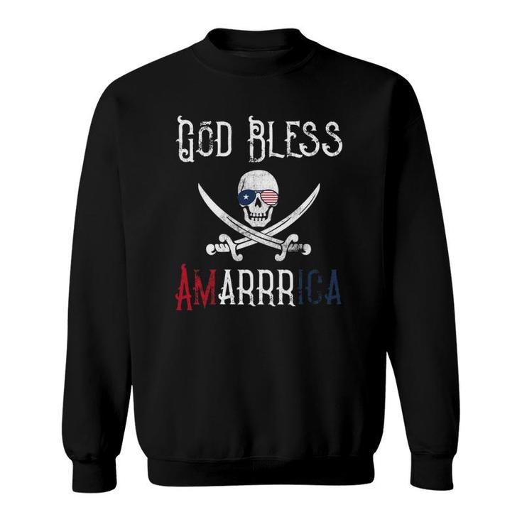 Patriotic Pirate Saying God Bless America Arrr Sweatshirt