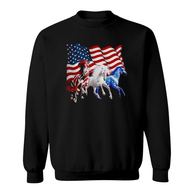 Patriotic Us Flag 4Th Of July Horse Lovers Sweatshirt