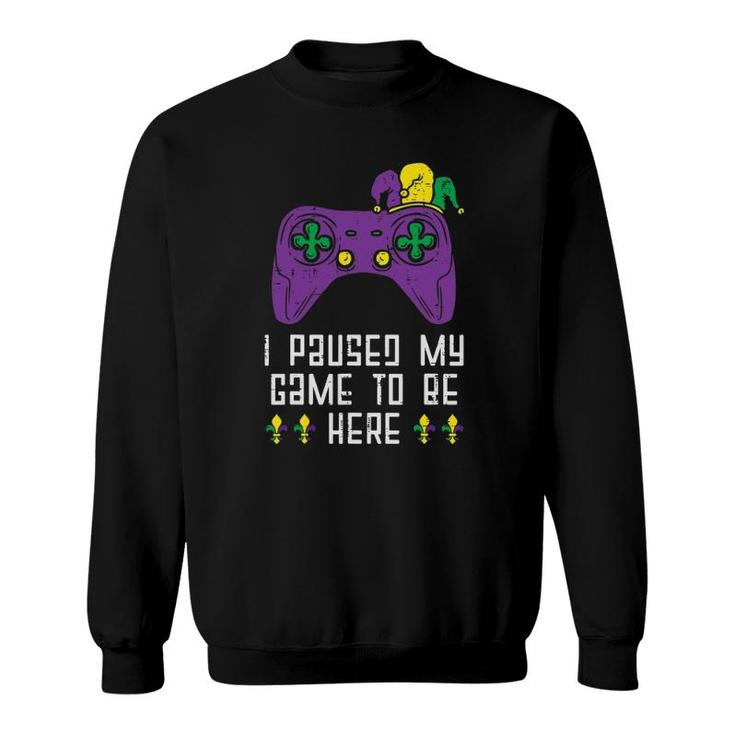 Paused My Game Mardi Gras Video Gaming Gamer Boys Men Kids Sweatshirt