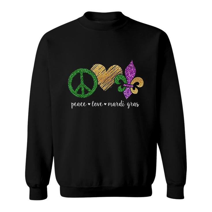 Peace Sign Heart Fleur De Lys Hippie Peace Love New Orleans Mardi Gras 2022 Sweatshirt