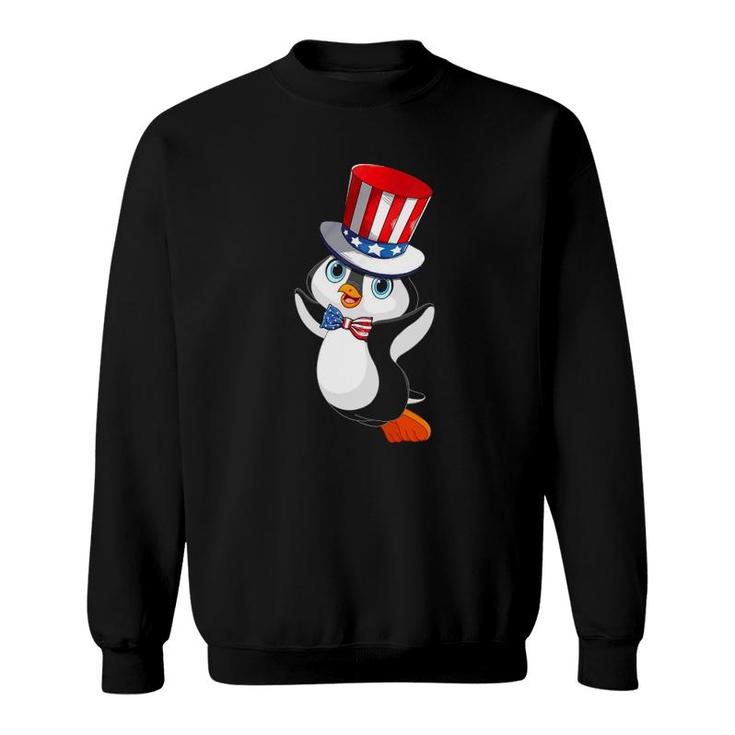 Penguin American Flag Hat Patriotic 4Th Of July  Gifts Sweatshirt