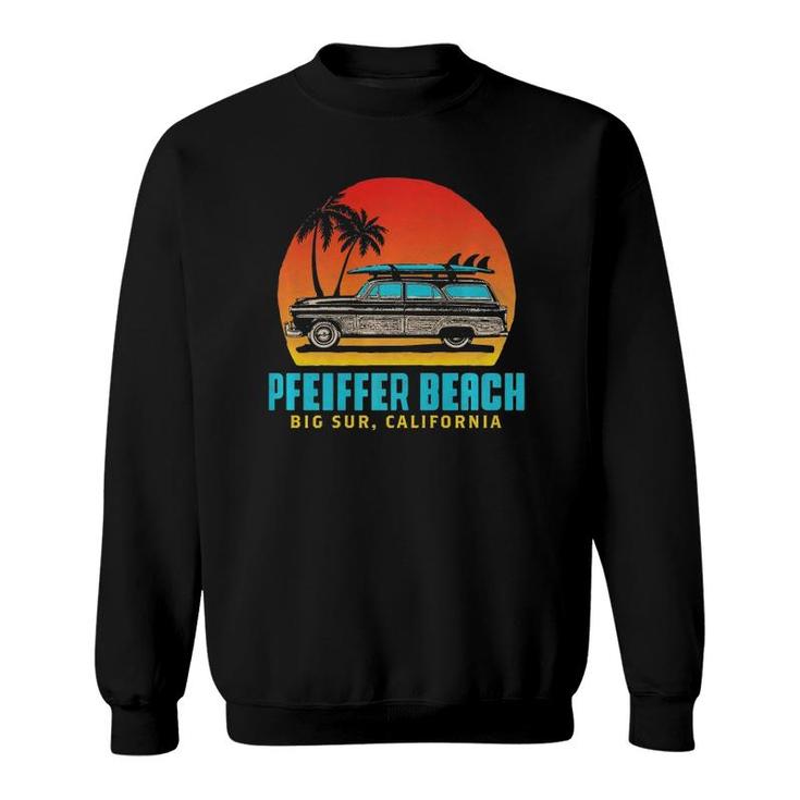 Pfeiffer Beach, Big Sur California Retro Woody Beach Sweatshirt