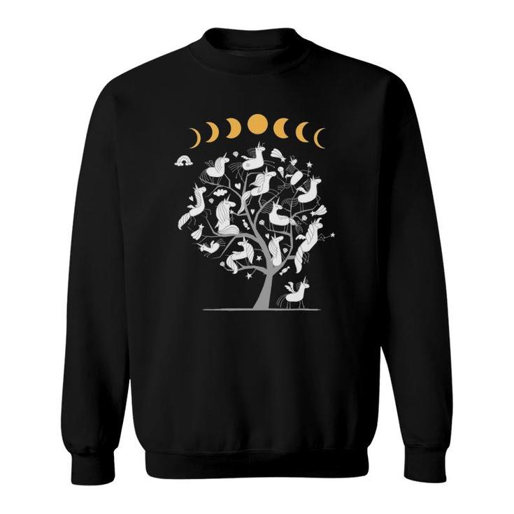 Phases Of The Moon Tree With Unicorns Sweatshirt