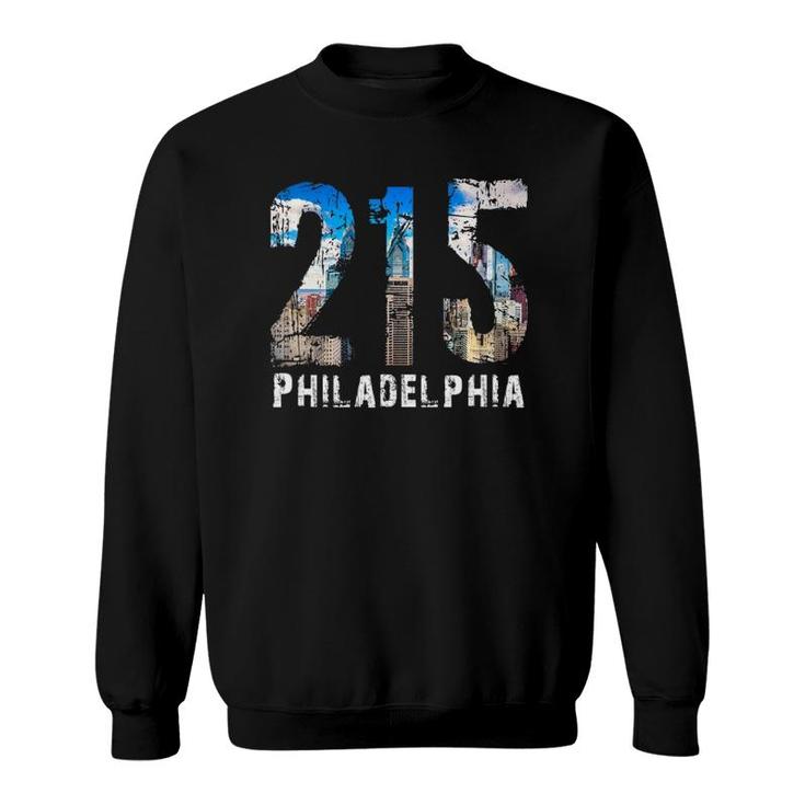 Philadelphia 215 Philly 215 Skyline Area Code Sweatshirt