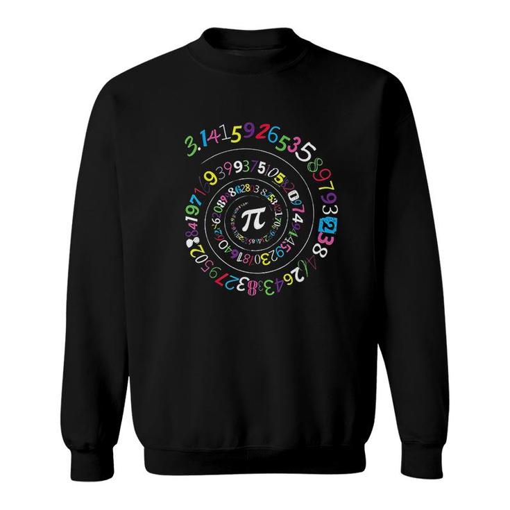 Pi Day Shirt Spiral Pi Color Numbers Teacher Student Sweatshirt