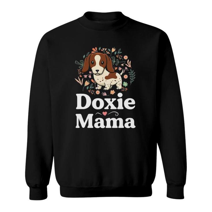 Piebald Dachshund Mom  Doxie Mama Floral Dog Lover Sweatshirt