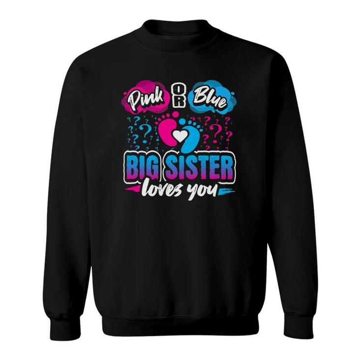 Pink Or Blue Big Sister Loves You Gender Reveal Baby Party Sweatshirt