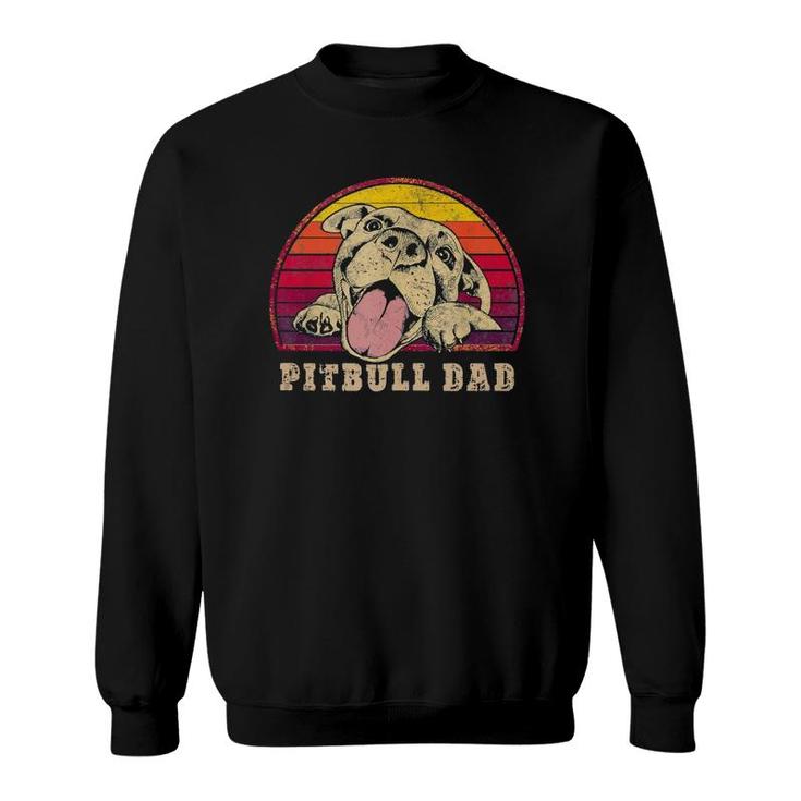 Pitbull Dad Vintage Smiling Pitbull Fathers & Dog Lovers  Sweatshirt