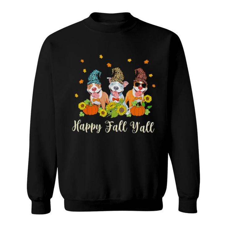 Pitbull Dogs Happy Fall Y'all Halloween Sweatshirt