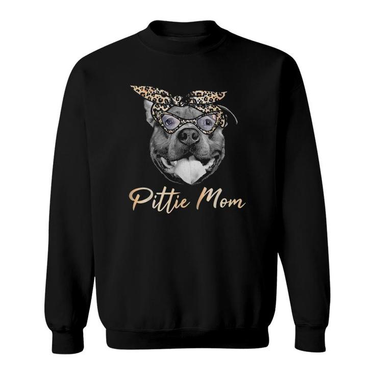 Pittie Mom Cute Pitbull Mama Leopard Print Pit Bull Sweatshirt