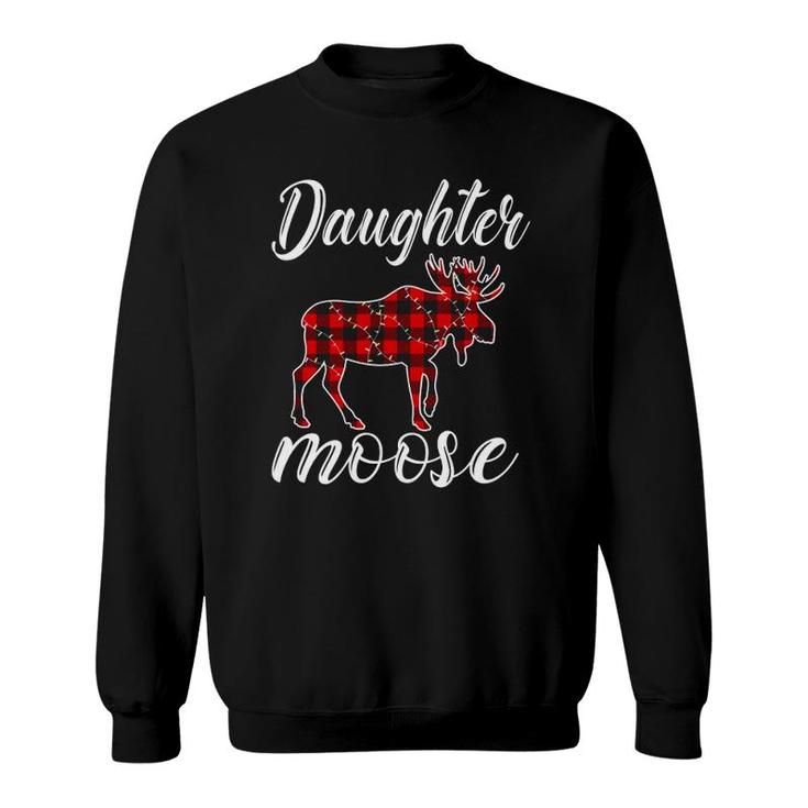 Plaid Daughter Moose Christmas Light Matching Costume Family Sweatshirt